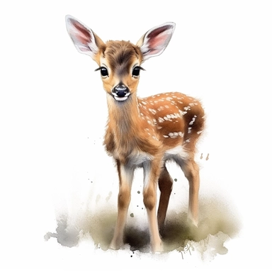 isolated clipart of a baby deer, digital airbrushing, ultrafine detail, watercolors, havencore