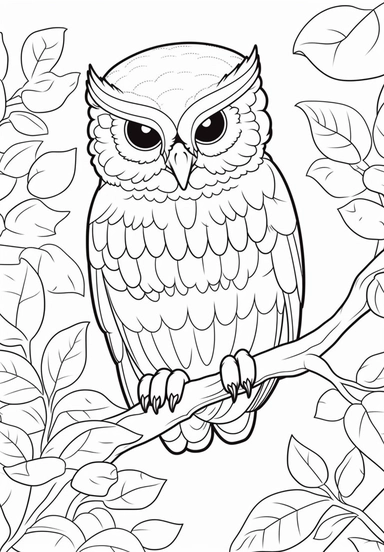 simple and easy coloring page design, coloring page for kids, owl in The Pantanal, Brazil cartoon character silhouette illustration cliparts image, high resolution, #screenshotsaturday, whimsical children's book illustrator,