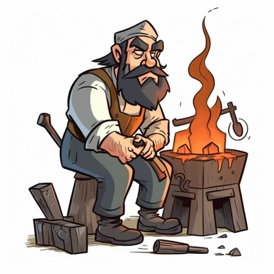 a clipart illustration of a Blacksmith cartoon style, white background