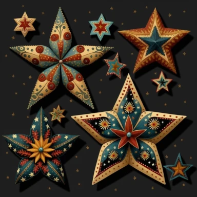 folk art star clipart art