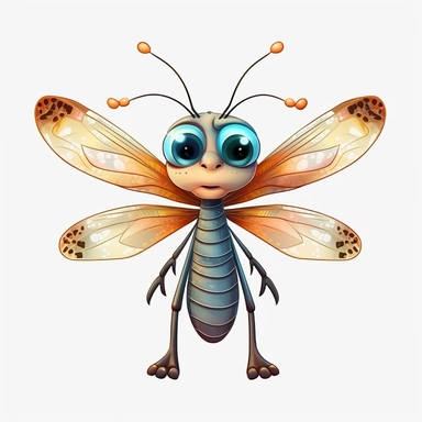 clipart, cute dragonfly, vector, white background