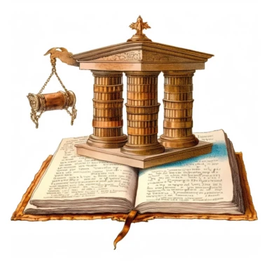 vintage clipart of greek book of law, white background