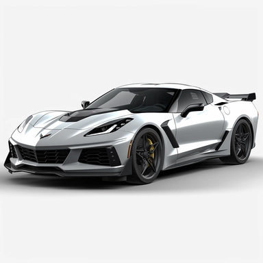 2023 Chevrolet corvette zr1, clipart, white background, portrait, realistic