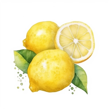 lemon Juice watercolour painting clipart, white background, no text