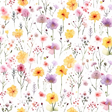 flowers, Watercolor, vector, white background, clipart, Seamless patterns, repeating patterns design, flat illustration,outlined , Vector, 4K, Art station, digital print, highly detailed clean, A detailed illustration a field,3D vector art, cute and quirky, fantasy art, watercolor effect, bokeh, Adobe Illustrator, hand-drawn, digital painting, low-poly, soft lighting, bird's-eye view, isometric style, retro aesthetic, focused on the character, 4K resolution,vector image, photorealistic masterpie