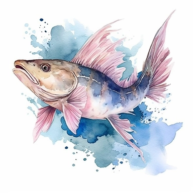 watercolor Catfish clipart