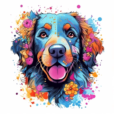 vector art of a dog illustration, vivid colors, colorful, pastel cute colors, Sublimation Clipart ,Cartoon,hyper realistic, intricate detail, illustration style,high solution,on the white background