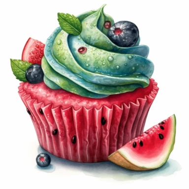 An intricately detailed watercolor clipart illustration displaying an ultra-realistic [specific design idea, like  cupcakes decorated with watermelon  ], isolated on a white background, in the style of ultra-detailed watercolor clipart illustrations, HDR watercolor clipart illustrations, 32K watercolor clipart illustrations, hyperrealistic watercolor clipart illustrations, ultra-intricate watercolor clipart illustrations, high-resolution watercolor clipart illustrations, high-definition watercol