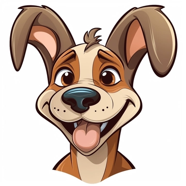 Smiling dog face with floppy ears and a wagging tongue clipart