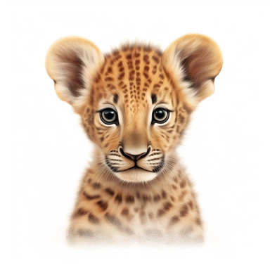 safari baby animal photorealistic clipart,on white background with margins
