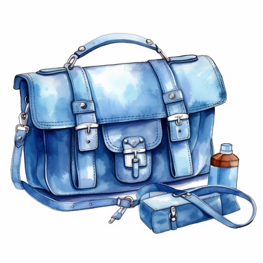 fathrs day, watercolour clipart, a beautiful cute blue office bag bundle, white background