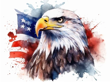 An intricately detailed watercolor clipart illustration displaying an ultra-realistic [specific design idea, like patriotic [white house] sticker, retro style, white background, the 4th of july style,  ], isolated on a white background, in the style of ultra-detailed watercolor clipart illustrations, HDR watercolor clipart illustrations, 32K watercolor clipart illustrations, hyperrealistic watercolor clipart illustrations, ultra-intricate watercolor clipart illustrations, high-resolution waterco