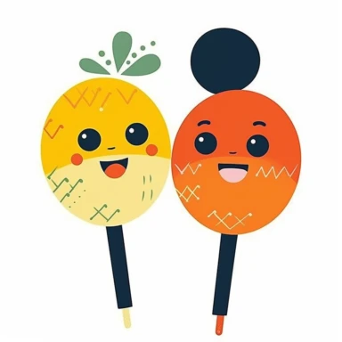 A vector illustration of a cute pair of maracas, by Nathan Park, simple graphic design, versatile colors, perfect for modern or minimalist clipart on Etsy, 300 dpi,