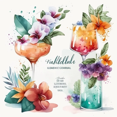 Aquarell magische Cocktails Clipart, Cocktail Clip Art Aquarell, alkoholische Getränke Clipart, Drink Bar Menü, Floral Cocktails png