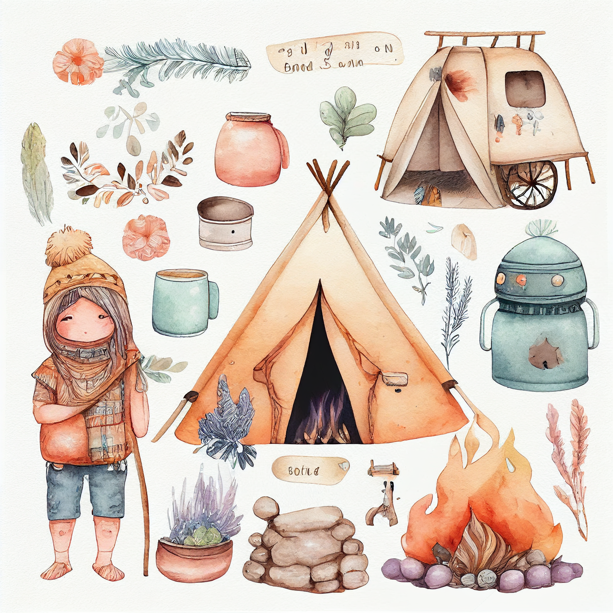 boys camping cliparts