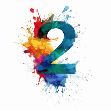 Number 2, clip art style, white background, masterpiece