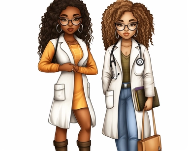 Full body shot, 2 girls per grid, Nurses, lab coats, Black Girl Magic, Beautiful braided hair styles, Fashion Nova Themed Clipart, Black Girls Magic Clipart, Black Women Clipart, Black Girls PNG, Black Girl Sticker/Planner/Journal/Print Lady boss clipart, Boss Fashion clipart, Fashion Girl Clipart, Boss Girl clipart, Fashion Illustration, Afro lady clipart