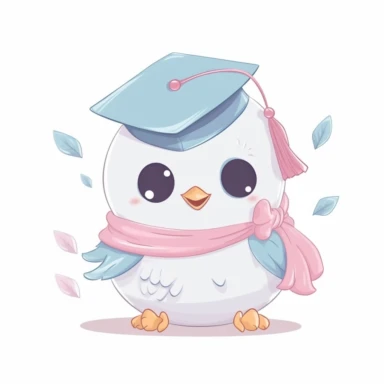 Graduation Dove kawaii cute vector clipart white background with margins lovely