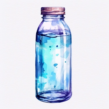 a single clipart image png graphic of a Realistic Painting Watercolor Clipart Cute Water Bottle Drink PNG Illustration