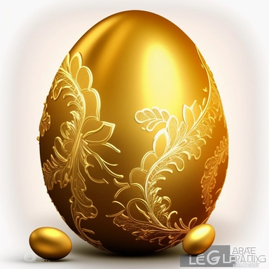 golden easter egg clipart , one egg, no drop shadow, Soft Lighting,