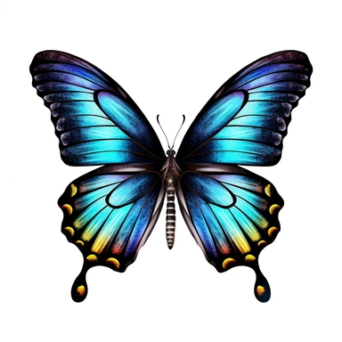 aqaurel colored black colored butterfly, clip art, white background, clear background