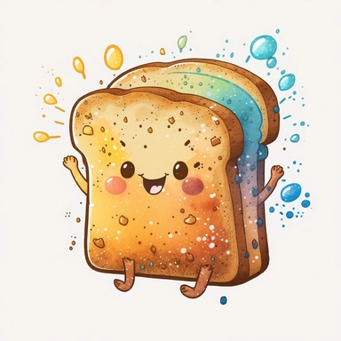 a cute cartoon toast bread. Watercolor clipart.