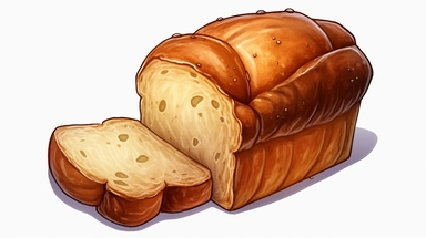 a loaf of bread, cartoon, detailed, clip art, white background ,