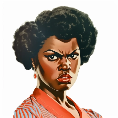 vintage 1920 black woman portrait looking furiously Angry Clipart Illustration, Chromolithograph, 1920s Illustration, Vintage, Chromolithograph, Colorful, Antique, Ephemera, Clipart, 8k, Isolated on white