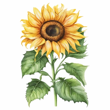 sunflower clipart in watercolor vector on a white background 4k