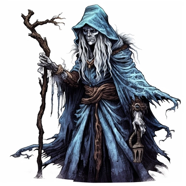 Fantasy RPG D& D night hag in the style of digital airbrushing, realistic yet stylized, digitally enhanced, elaborate costumes, 32k uhd, detailed crosshatching, white background, clipart