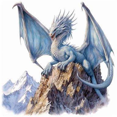 dragon of mountains tattoo design by twilight designs, in the style of david nordahl, jean-baptiste monge, farel dalrymple, fantastical street, high resolution, imaginative characters, vibrant colors, clipart, blank white background
