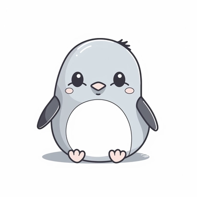 kawaii cute baby penguin minimal cartoon drawing clipart, for nursery room, cute, friendly, simple, on white background