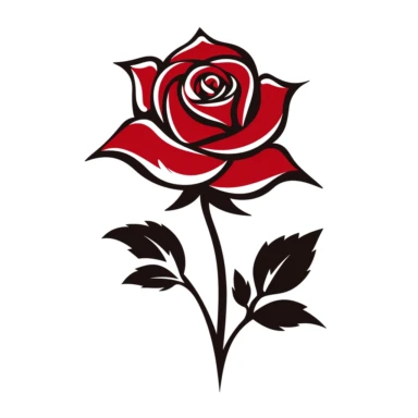 red rose flower silhouette vector flat simple identification symbol white backround white background minimalistic clipart png svg