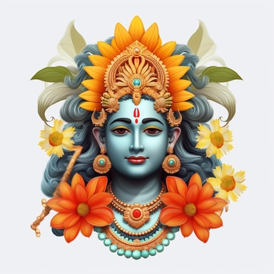 indian god clipart, flower art [God] [Vishnu], High defination clipart [8k]