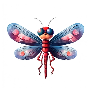 clipart, cute dragonfly, vector, white background
