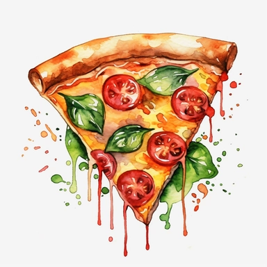pizza slice decoration watercolor design clipart