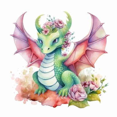 Whimsical Wonderland, clipart, cute dragon with wings character, full body