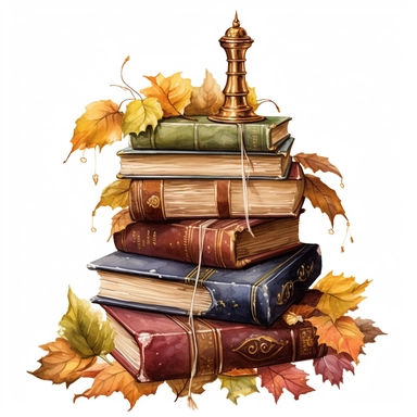 isolated on white illustration watercolor art of a stack of vintage books with beautiful embossed spines, autumn leaves, puddles, rain, branches, september, masterpiece by Hans Zatzka style and by Vladimir Kush style and by Ivan Fedorovich Choultse style, Baroque fashion, PNG clipart, isolated on white, extreme photorealistic details, 32k HD resolution, realistic high detailization high resolution , ultrarealistic, hyper realistic, photography, detailed 8k, extremely detailed