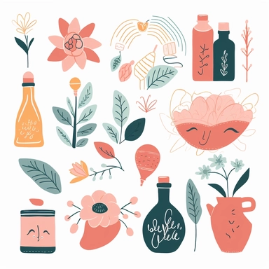 clipart graphics for self care, single design, 8k