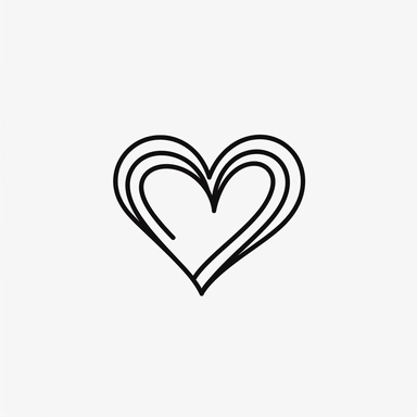 Simple heart clipart, minimalist one line black lineart with white background, hand drawn style