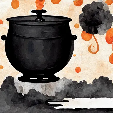 isolated bubbling cauldron, Halloween clip art, isolated cauldron, watercolor, svg, royalty free asset