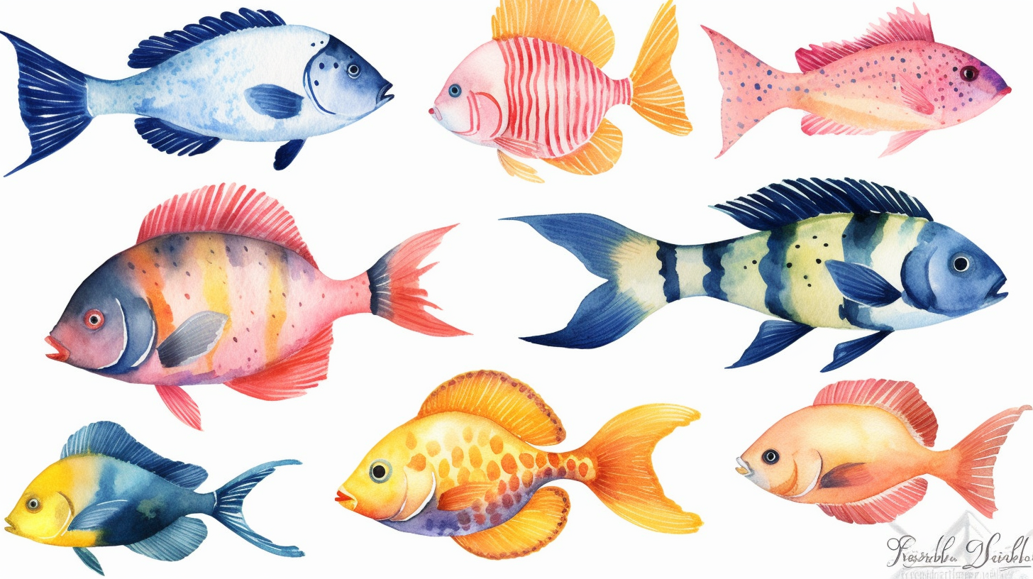 Get hooked on the beauty of the ocean with this set of watercolor ...