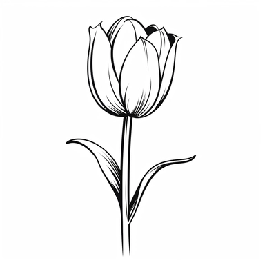minimalist tulip clipart by using simple, clean lines to outline the shape of a tulip. isolated on white background, different sizes and proportions to achieve a desired look. Consider adding a slight curve to the stem for a more organic feel.