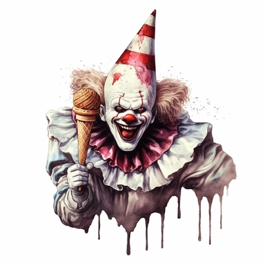 Creepy Clown Terrifier Halloween Clipart isolated on white background