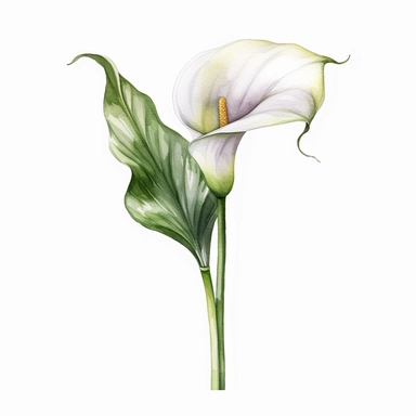 Calla Lily flower, water color style, clipart, white background