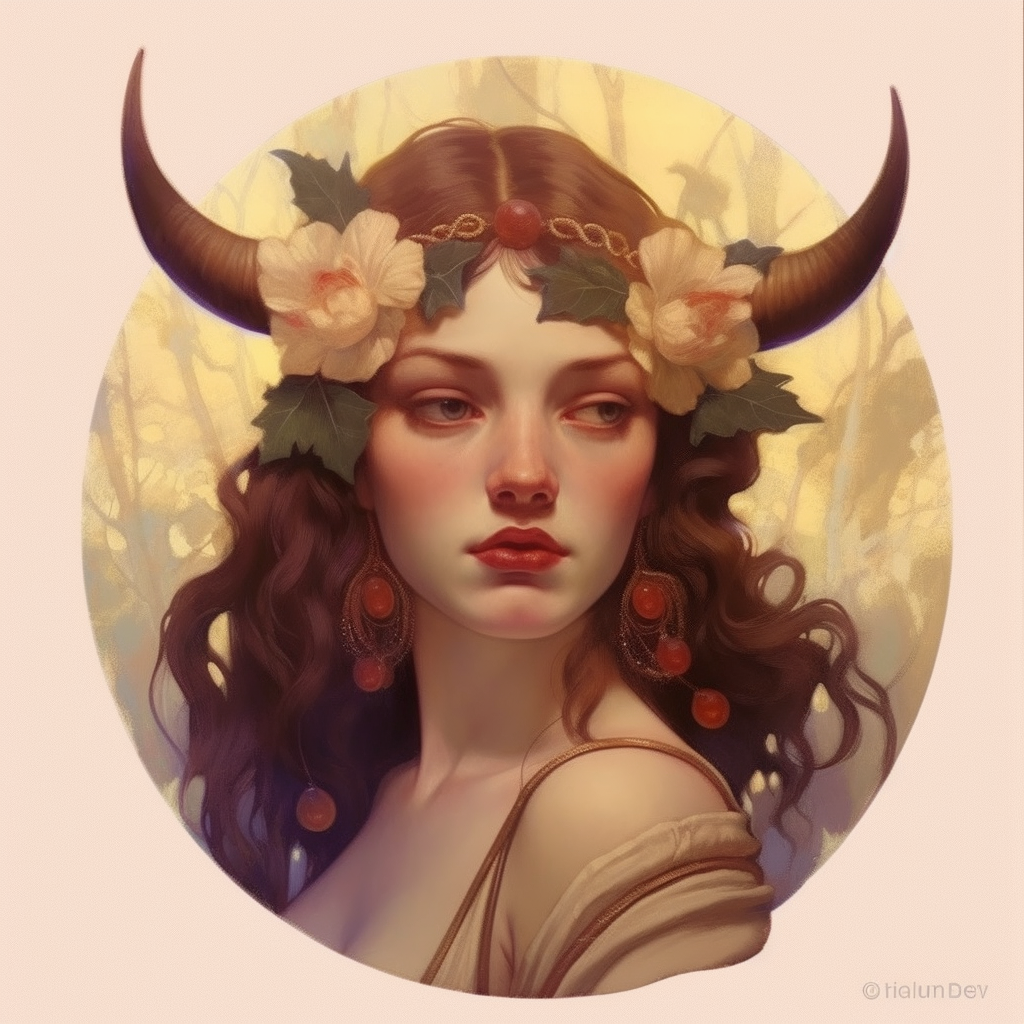 Taurus zodiac sign as fantasy girl with nose ring and earnings, and ...