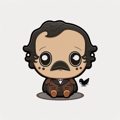 Edgar Allan Poe, clipart, cute, 8k