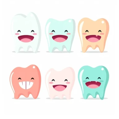 simple cute teeth body part clipart, for flash card for children educational learning white background,
