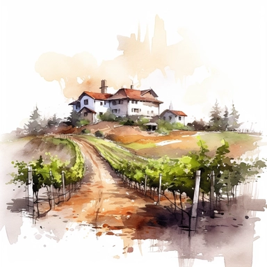 wineyard farm landspace clipart style,white background, High Quality clipart, no writting background, 4k, no writting, by Willem Haenraets