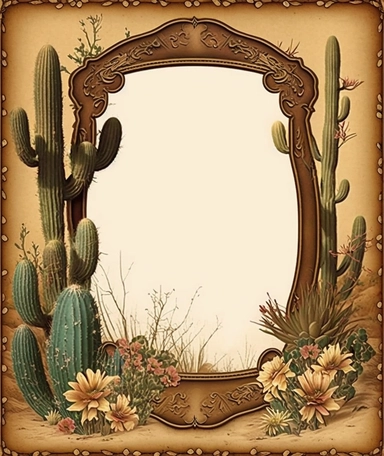 large blank vintage old west ARIZONA panel clipart. victorian. hd . blank center. background color #4a2f30